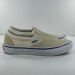 Vans Skate Slip-On Marshmallow White Suede Canvas Sneakers Mens 8 VN0A5FCA86C